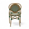 Chaise de terrasse GARROS tressé vert orange. Chaise d'extérieur Bistromania aluminium polyrotin
