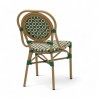 Chaise de terrasse GARROS tressé vert orange. Chaise d'extérieur Bistromania aluminium polyrotin