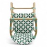 chaise haute bébé parisienne tressée design rotin tressage de couleur vert et blanc