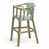 chaise haute bébé parisienne tressée design rotin tressage de couleur vert et blanc
