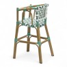 chaise haute bébé parisienne tressée design rotin tressage de couleur vert et blanc