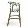 chaise haute bébé parisienne tressée design rotin tressage de couleur vert et blanc