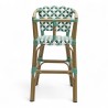 chaise haute bébé parisienne tressée design rotin tressage de couleur vert et blanc