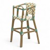 chaise haute bébé parisienne tressée design rotin tressage de couleur vert jaune et blanc
