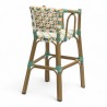 chaise haute bébé parisienne tressée design rotin tressage de couleur vert jaune et blanc