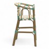 chaise haute bébé parisienne tressée design rotin tressage de couleur vert jaune et blanc