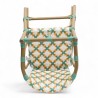 chaise haute bébé parisienne tressée design rotin tressage de couleur vert jaune et blanc