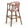 chaise haute bébé parisienne tressée design rotin tressage de couleur Rouge et Blanc