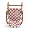 chaise haute bébé parisienne tressée design rotin tressage de couleur Rouge et Blanc