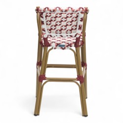 chaise haute bébé parisienne tressée design rotin tressage de couleur Rouge et Blanc