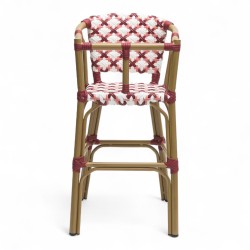 chaise haute bébé parisienne tressée design rotin tressage de couleur Rouge et Blanc