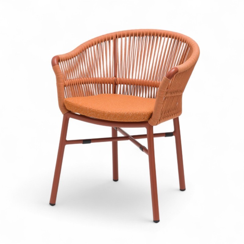 Fauteuil de terrasse CASSIS de couleur terracotta orange brique particulier professionnel assise agréable tissu oléfine