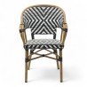fauteuil de jardin bistrot bayonne rotin tressage noir et blanc