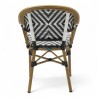 fauteuil extérieur restaurant bayonne rotin tressage noir et blanc
