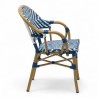 fauteuil extérieur restaurant bayonne rotin tressage bleu et blanc