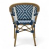 fauteuil extérieur restaurant bayonne rotin tressage bleu et blanc