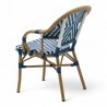 fauteuil extérieur restaurant bayonne rotin tressage bleu et blanc