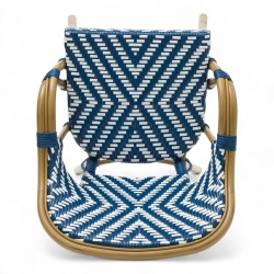 fauteuil de jardin bayonne rotin tressage bleu et blanc