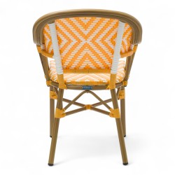 fauteuil de bistrot bayonne rotin tressage jaune et blanc