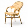 fauteuil de terrasse restaurant bayonne rotin tressage jaune et blanc