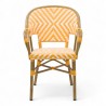 fauteuil extérieur restaurant bayonne rotin tressage jaune et blanc