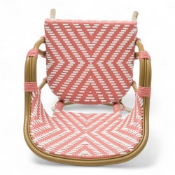 fauteuil bistrot bayonne rotin tressage rose et blanc
