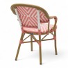 fauteuil de terrasse restaurant bayonne rotin tressage rose et blanc