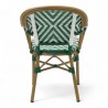 fauteuil de terrasse restaurant bayonne rotin tressage vert et blanc