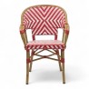 fauteuil extérieur restaurant bayonne rotin tressage rouge et blanc