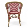 fauteuil extérieur restaurant bayonne rotin tressage rouge et blanc