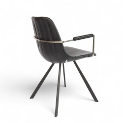 Fauteuil d'intérieur Tucson, assise et dossier en similicuir, et pieds en métal