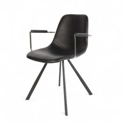 Fauteuil d'intérieur Tucson, assise et dossier en similicuir, et pieds en métal