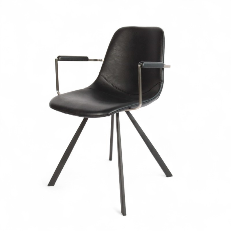 Fauteuil d'intérieur Tucson, assise et dossier en similicuir, et pieds en métal