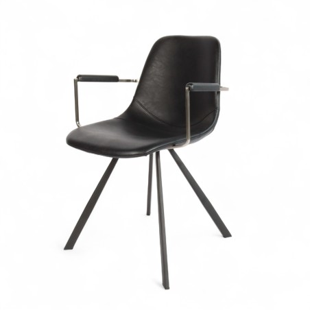 Fauteuil d'intérieur Tucson, assise et dossier en similicuir, et pieds en métal