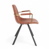 Fauteuil d'intérieur Tucson, assise et dossier en similicuir marron, et pieds en métal, accoudoir avec métal doré