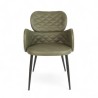 Fauteuil d'intérieur Roma en similicuir et tissu Vert Bistromania. Pieds en métal