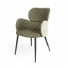 Fauteuil d'intérieur Roma en similicuir et tissu Vert Bistromania. Pieds en métal