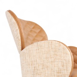 Fauteuil d'intérieur Roma en similicuir et tissu Marron Bistromania. Pieds en métal