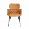 Fauteuil d'intérieur Roma en similicuir et tissu Marron Bistromania. Pieds en métal