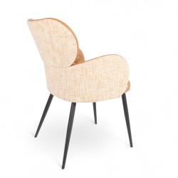 Fauteuil d'intérieur Roma en similicuir et tissu Marron Bistromania. Pieds en métal