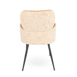 Fauteuil d'intérieur Roma en similicuir et tissu Marron Bistromania. Pieds en métal