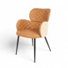 Fauteuil d'intérieur Roma en similicuir et tissu Marron Bistromania. Pieds en métal