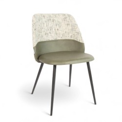 Chaise d'intérieur VERONE Similicuir Vert et Tissu Gris. Pieds en métal