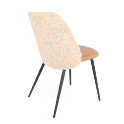 Chaise d'intérieur VERONE Similicuir Marron et Tissu Gris. Pieds en métal
