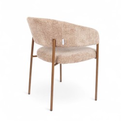 Fauteuil d'intérieur CAPRI couleur taupe, pieds en métal couleur cuivré