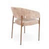 Fauteuil d'intérieur CAPRI couleur taupe, pieds en métal couleur cuivré