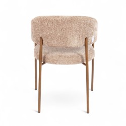 Fauteuil d'intérieur CAPRI couleur taupe, pieds en métal couleur cuivré