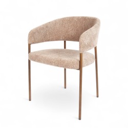 Fauteuil d'intérieur CAPRI couleur taupe, pieds en métal couleur cuivré