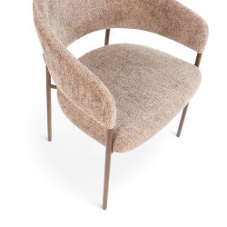 Fauteuil d'intérieur CAPRI couleur taupe, pieds en métal couleur cuivré