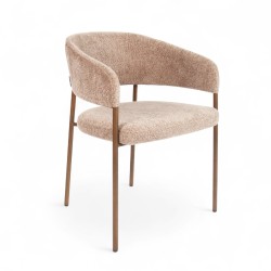 Fauteuil d'intérieur CAPRI couleur taupe, pieds en métal couleur cuivré